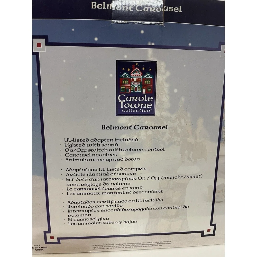 Lemax Carole Towne Animated Belmont Carousel Lighted With Sound.  *See Details*